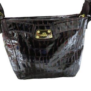 Carpisa Italian vegan leather red burgundy crocodile pattern handbag Stunning